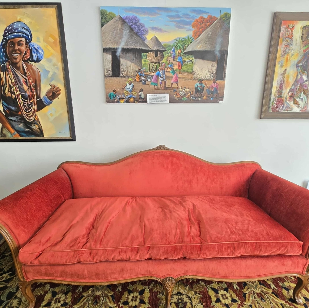 Elegant Red Velvet Sofa - Picture 3 of 3
